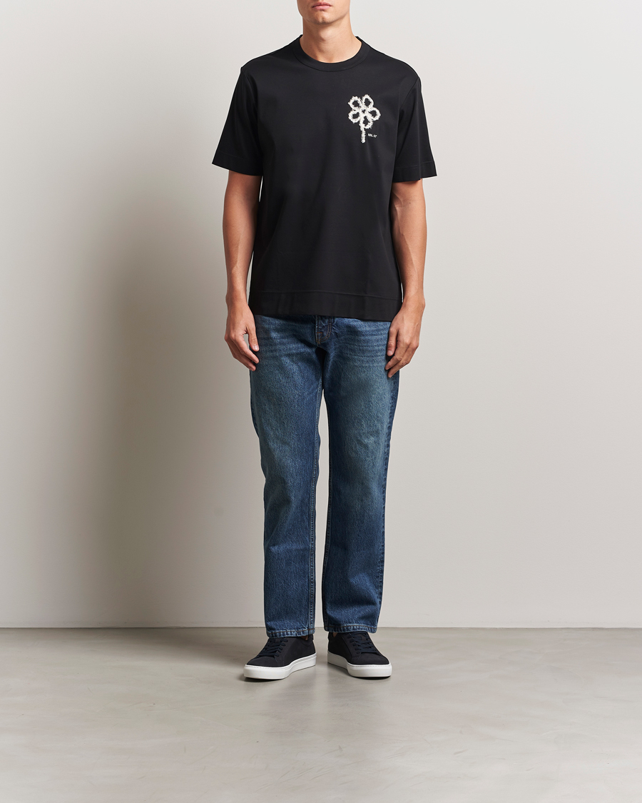 Uomini | T-shirt | NN07 | Pedro Embroidered Flower T-Shirt Black