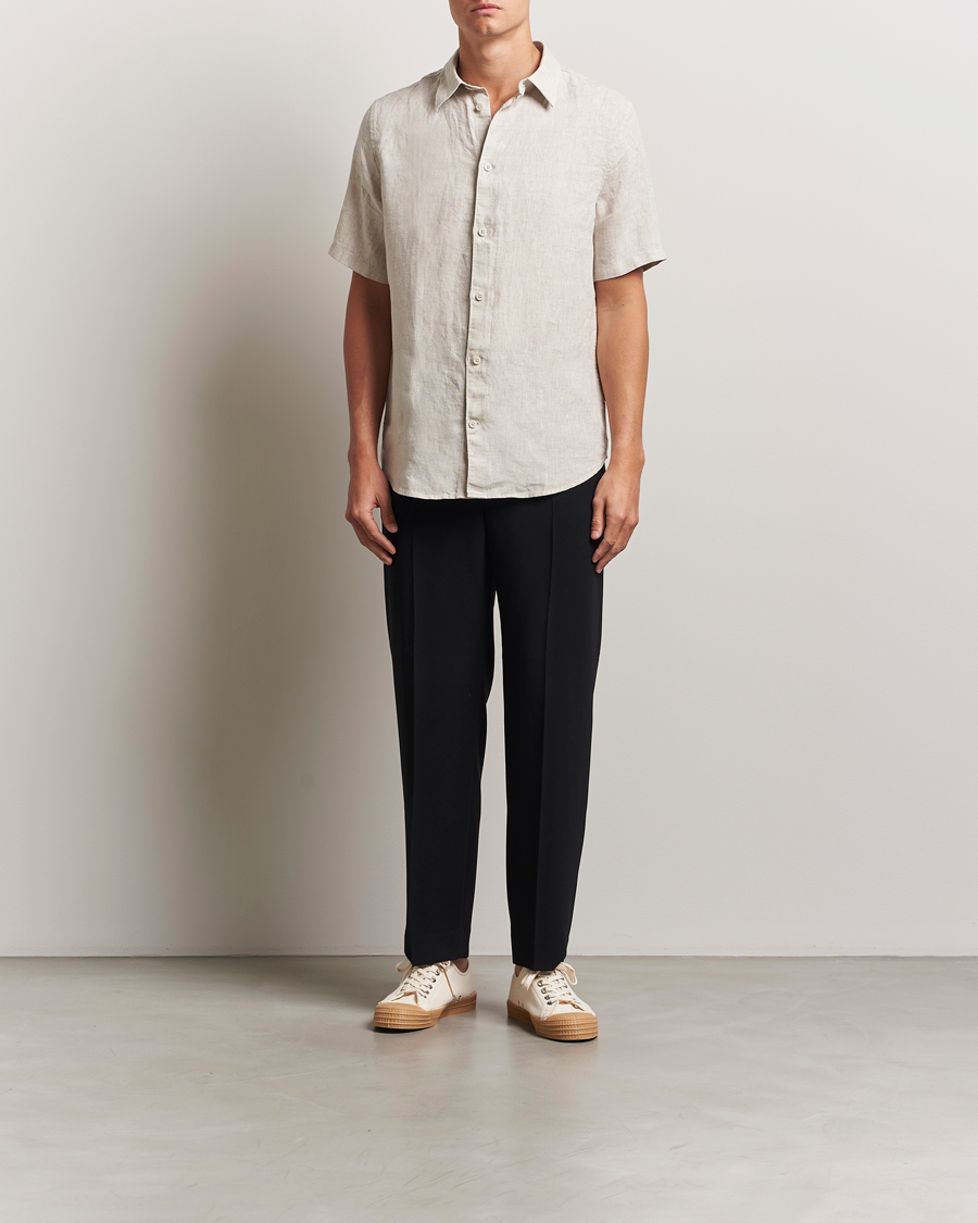 Uomini | Camicie | NN07 | Enzo Linen Short Sleeve Shirt Oat