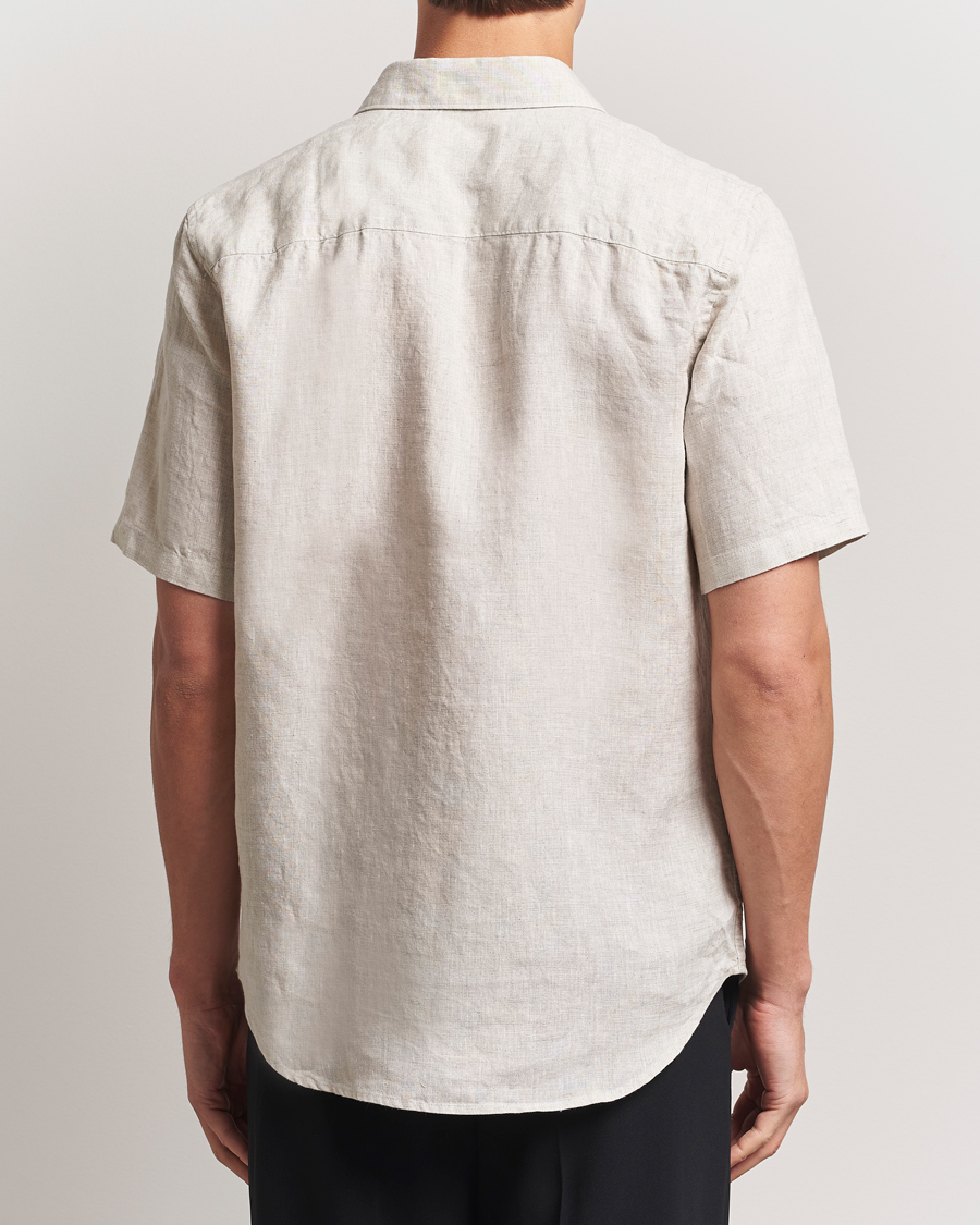 Uomini | Camicie | NN07 | Enzo Linen Short Sleeve Shirt Oat
