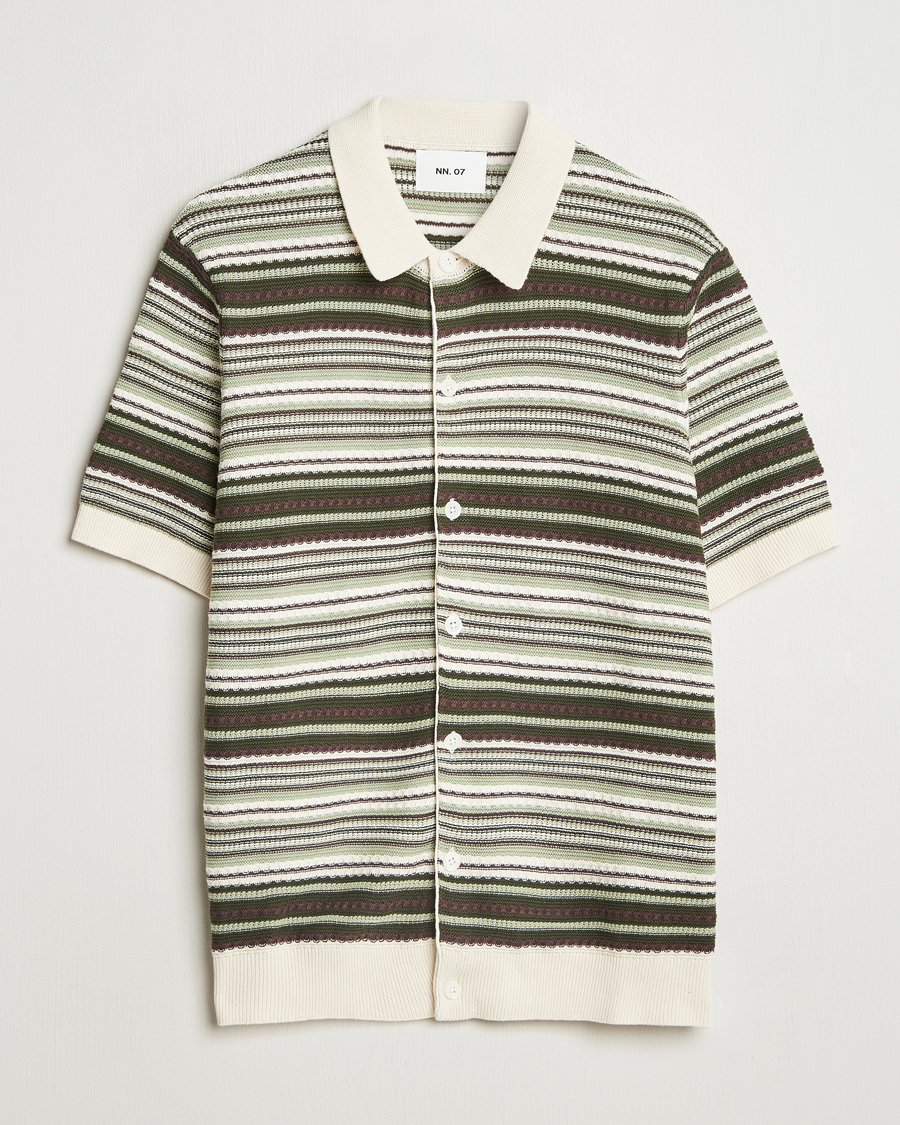 Uomini | Camicie | NN07 | Nolan Knitted Striped Short Sleeve Shirt Multi