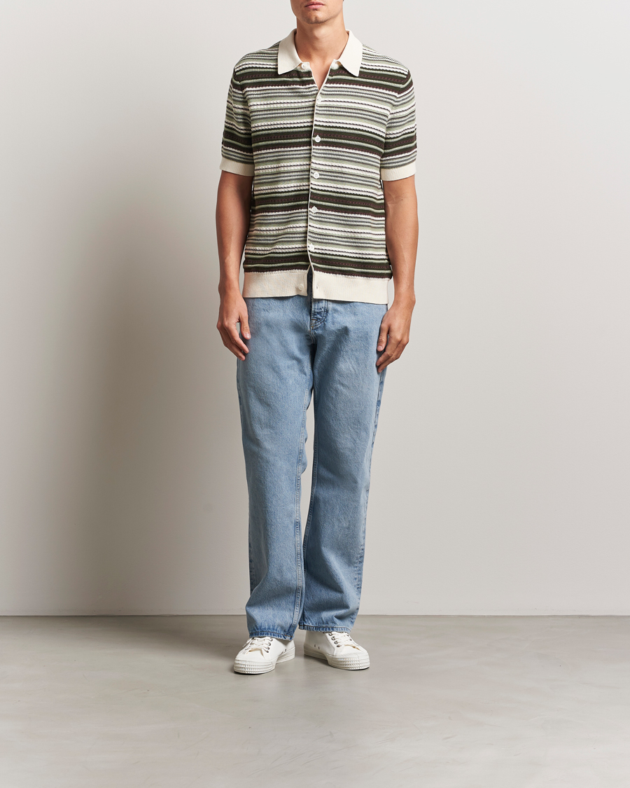 Uomini | Camicie | NN07 | Nolan Knitted Striped Short Sleeve Shirt Multi
