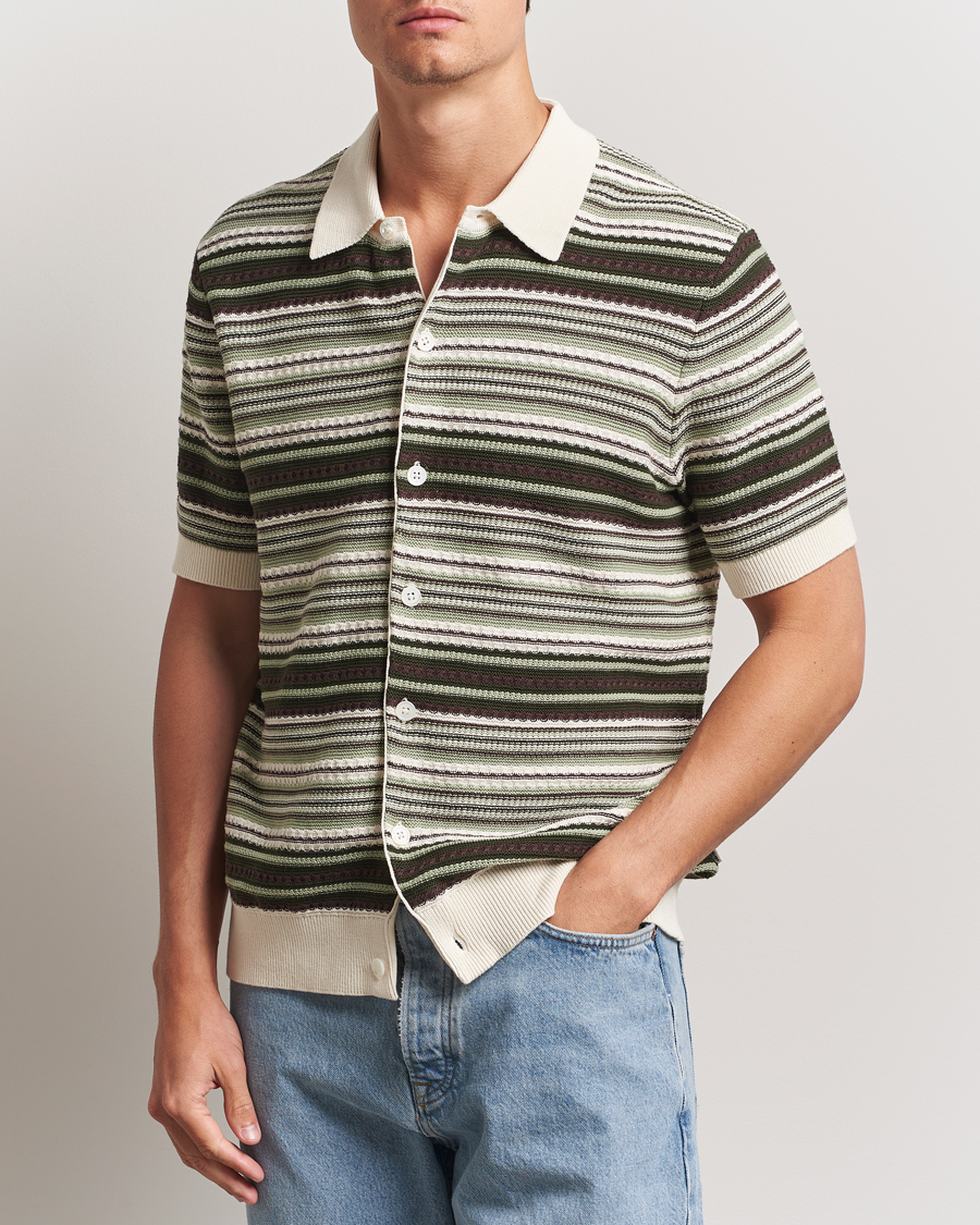 Uomini | Camicie | NN07 | Nolan Knitted Striped Short Sleeve Shirt Multi