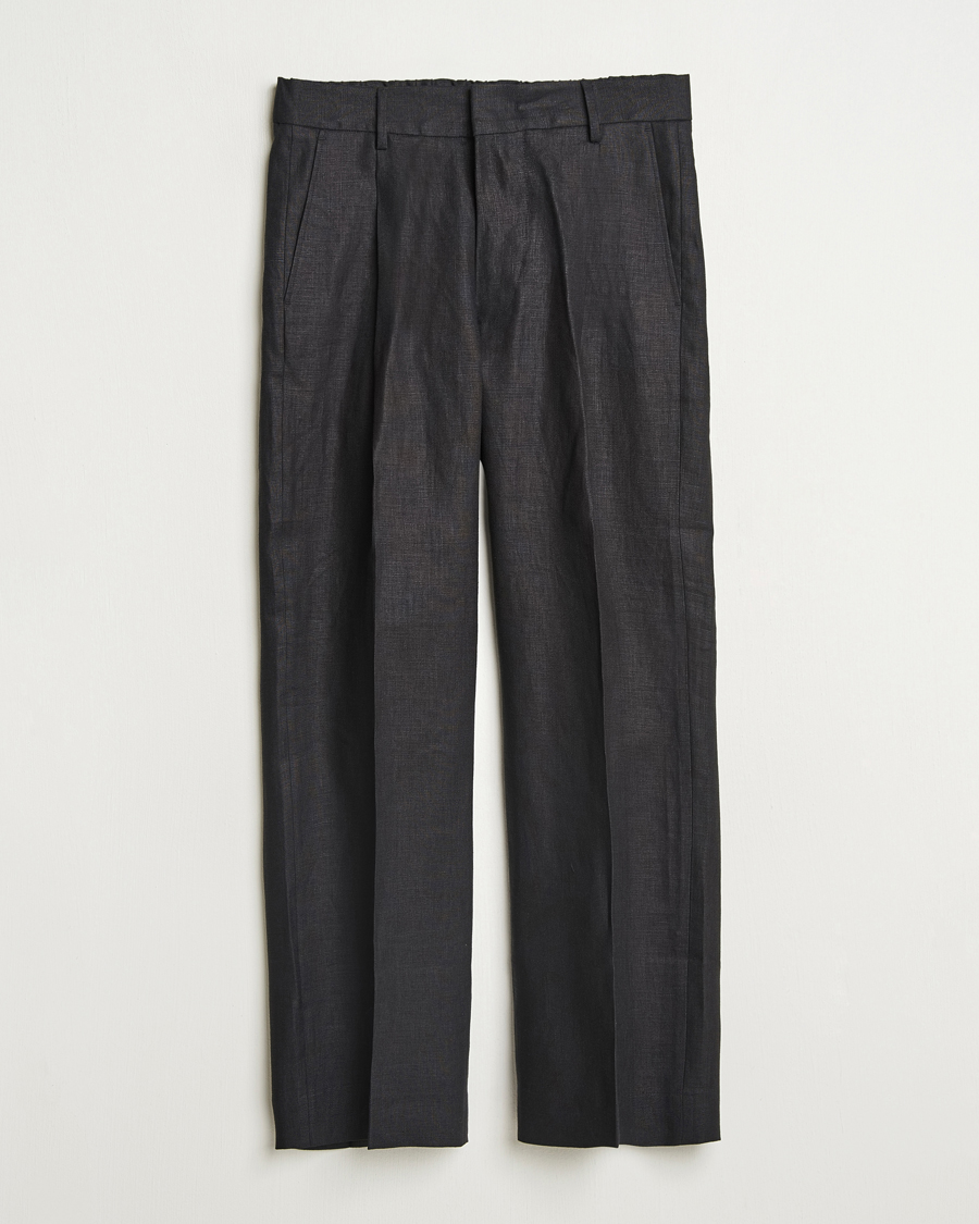 Uomini | Pantaloni | NN07 | Kay Relaxed Fit Linen Trousers Black