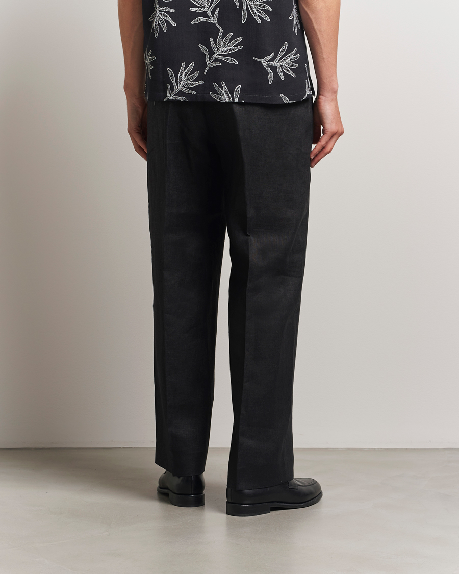 Uomini | Pantaloni | NN07 | Kay Relaxed Fit Linen Trousers Black