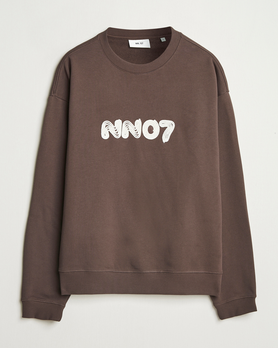 Uomini | Maglieria | NN07 | David Rope Logo Crew Neck Sweatshirt Coffee