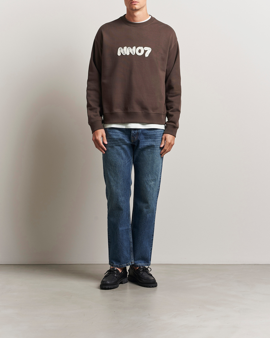 Uomini | Maglieria | NN07 | David Rope Logo Crew Neck Sweatshirt Coffee