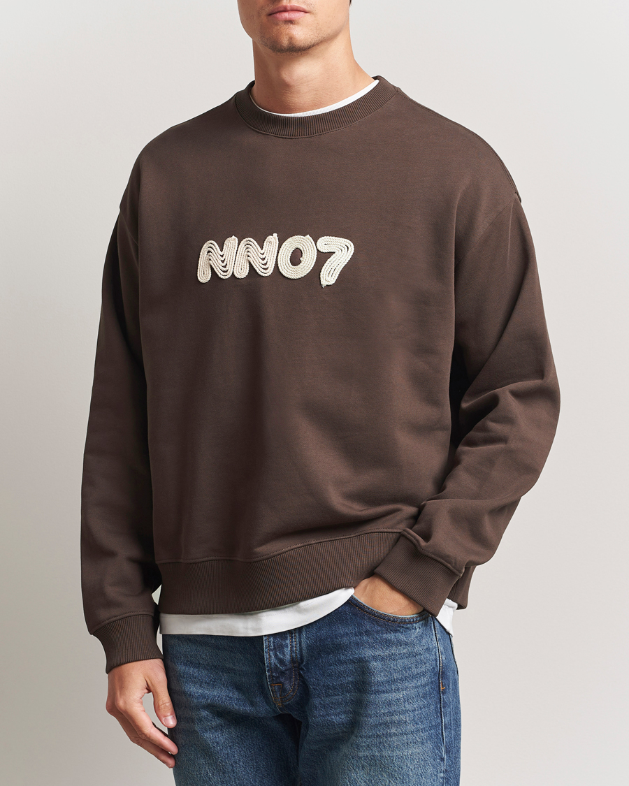 Uomini | Maglieria | NN07 | David Rope Logo Crew Neck Sweatshirt Coffee