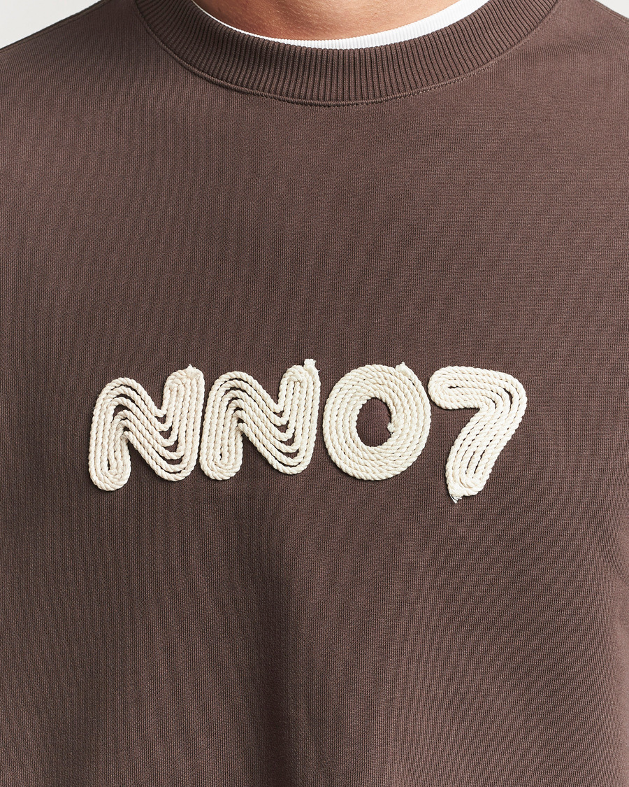 Uomini | Maglieria | NN07 | David Rope Logo Crew Neck Sweatshirt Coffee