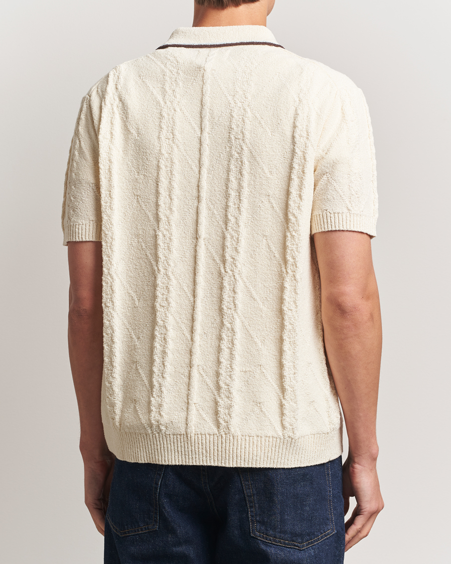 Uomini | Polo | NN07 | Gustav Bouclé Half Zip Polo Ivory
