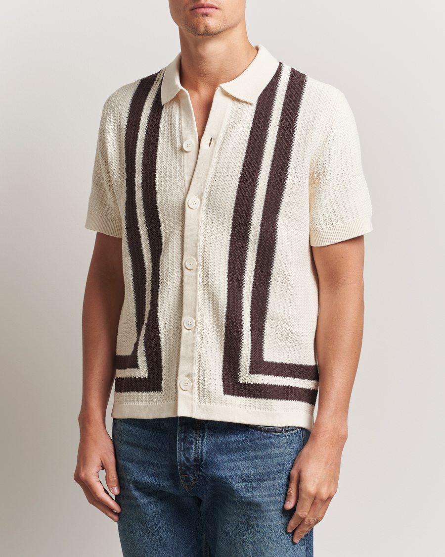 Uomini | Camicie | NN07 | Ares Knitted Short Sleeve Shirt Ivory