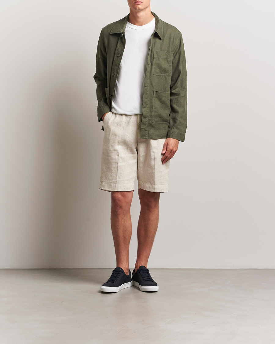 Uomini | Camicie | NN07 | Olav Linen Overshirt Croc Green