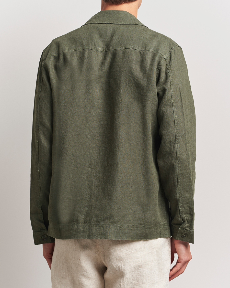Uomini | Camicie | NN07 | Olav Linen Overshirt Croc Green