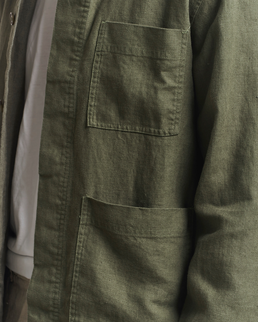 Uomini | Camicie | NN07 | Olav Linen Overshirt Croc Green