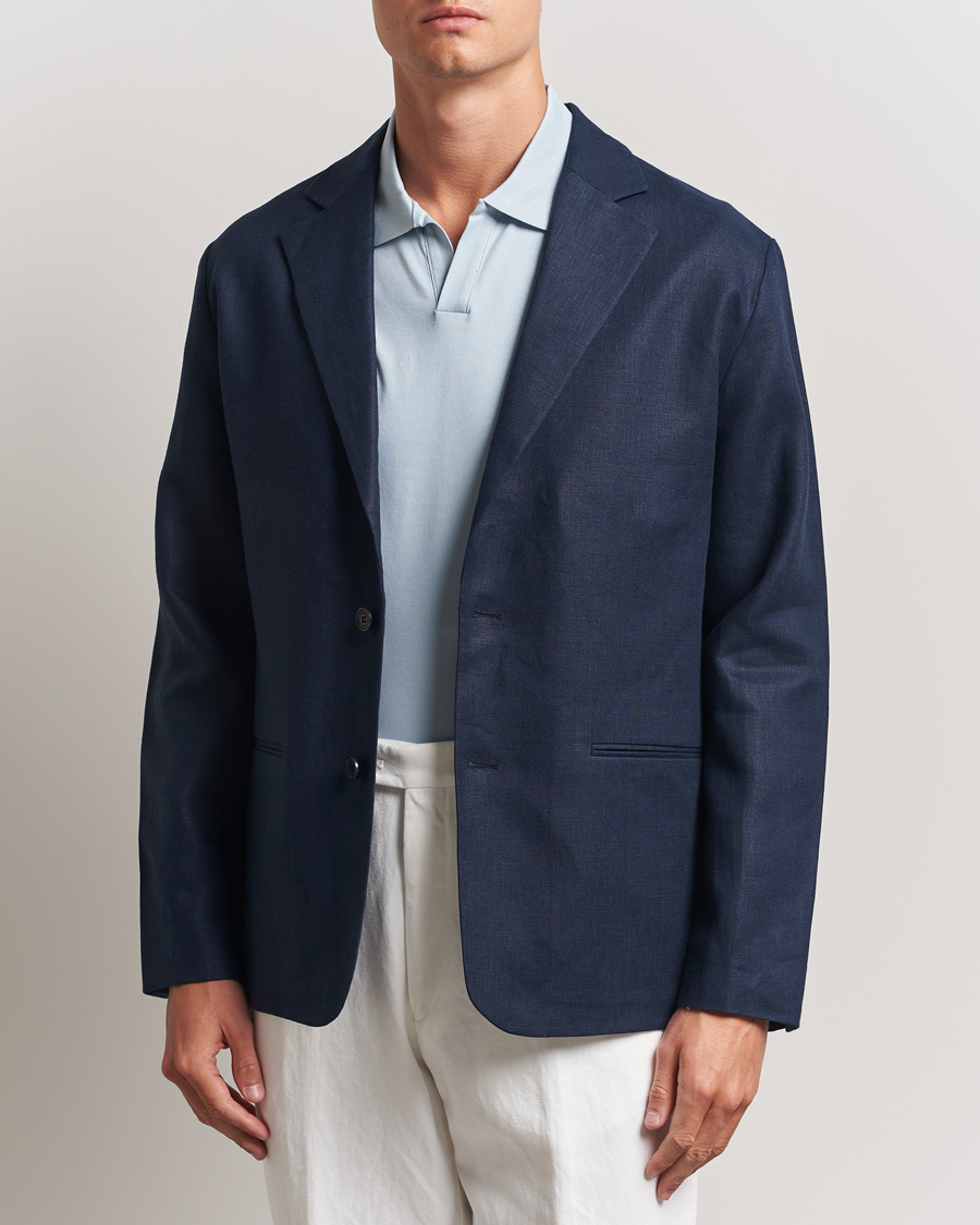 Uomini | Blazers | NN07 | Timo Linen Blazer Navy Blue