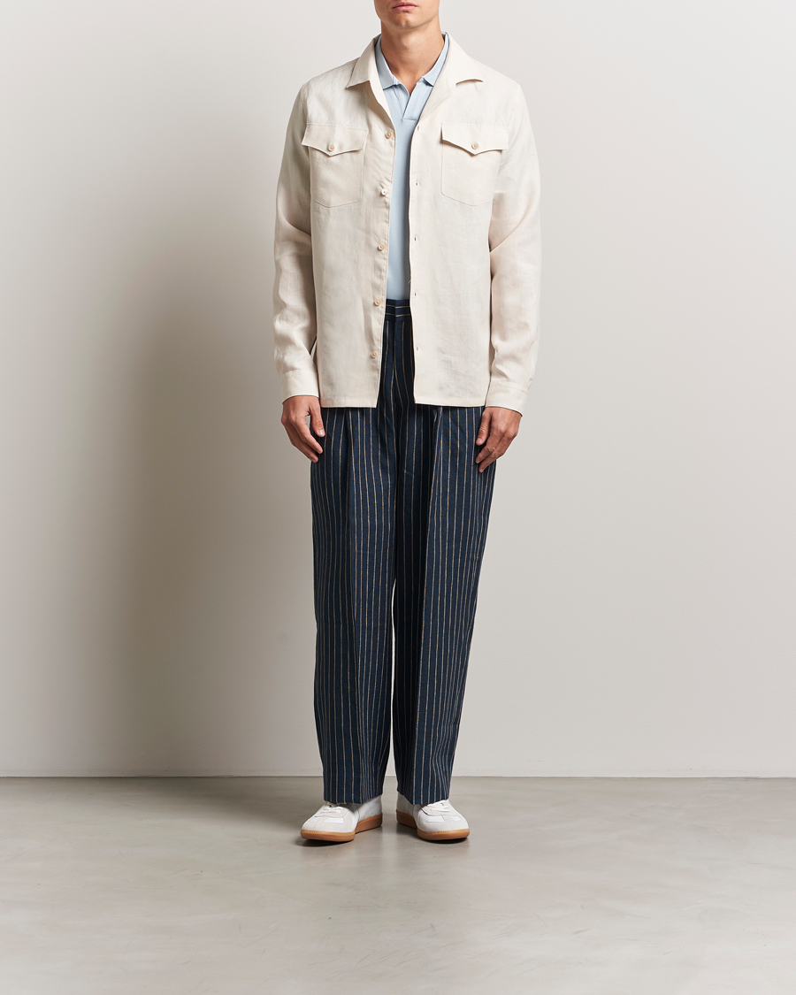 Uomini | Camicie | NN07 | Pax Linen Western Shirt Ivory