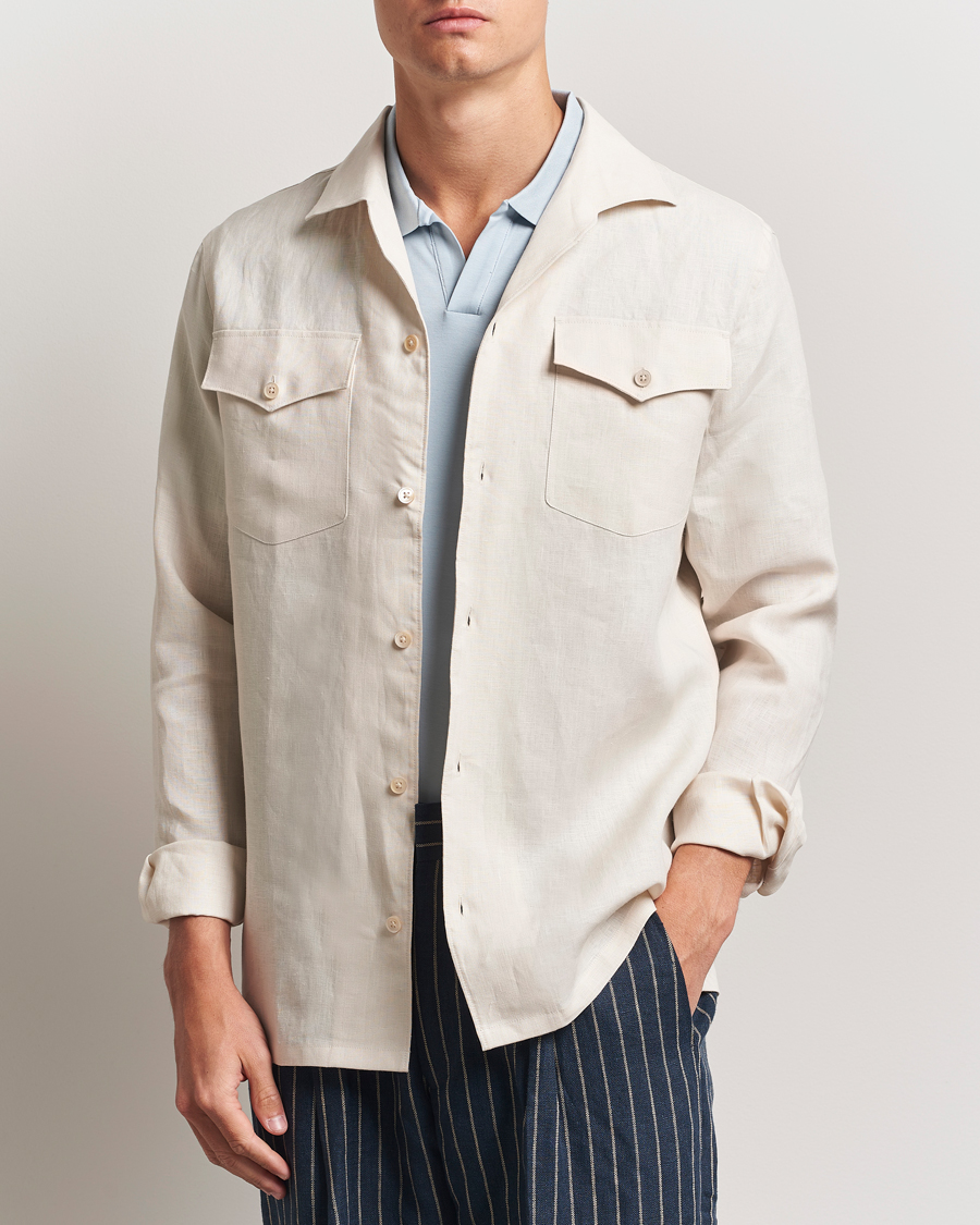 Uomini | Camicie | NN07 | Pax Linen Western Shirt Ivory