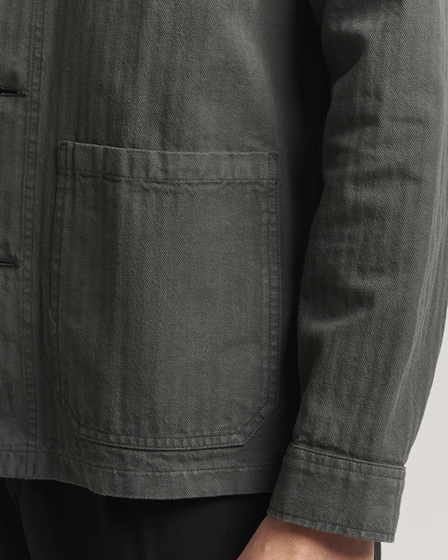 Uomini | Giacche | A Day's March | Herringbone Overshirt Olive