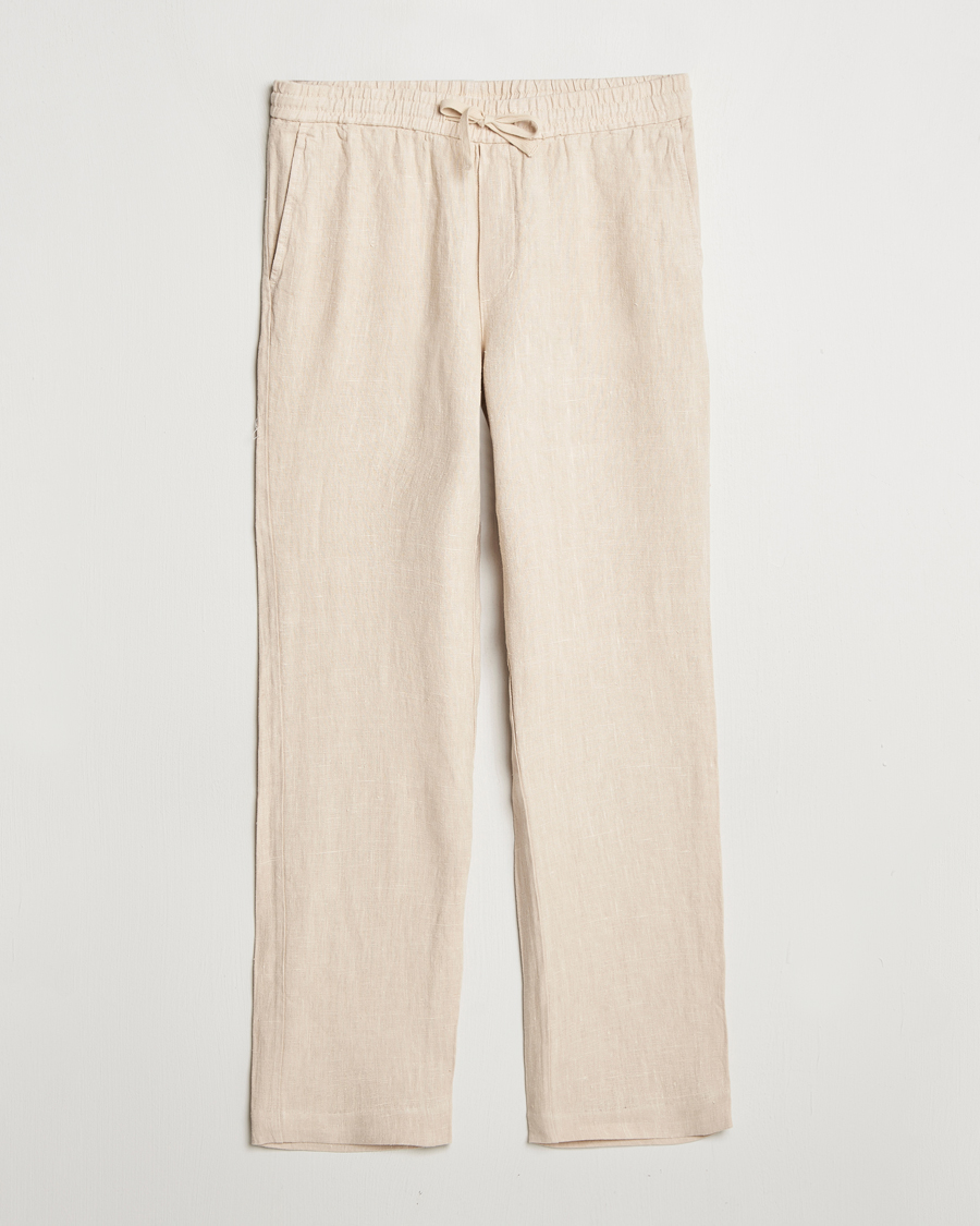 Uomini | Pantaloni | A Day's March | Tamiat Drawstring Linen Trousers Oyster