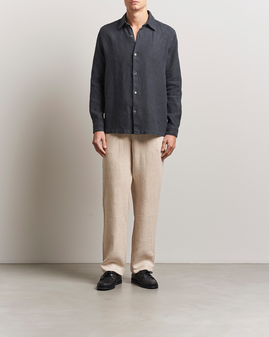 Uomini | Pantaloni | A Day's March | Tamiat Drawstring Linen Trousers Oyster