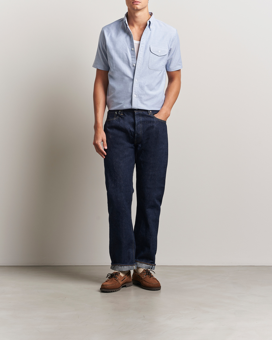 Uomini | Camicie | BEAMS PLUS | Short Sleeve Oxford Shirt Light Blue