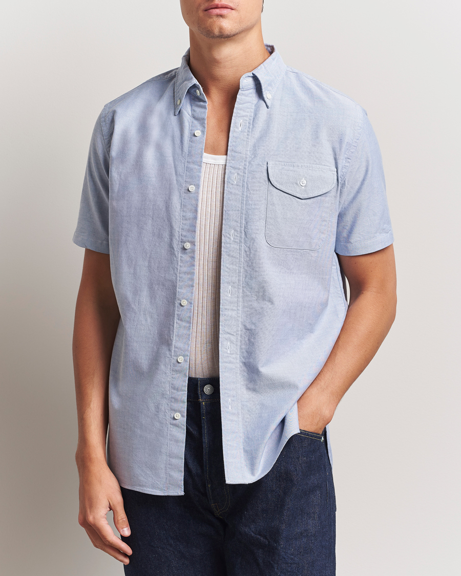 Uomini | Camicie | BEAMS PLUS | Short Sleeve Oxford Shirt Light Blue