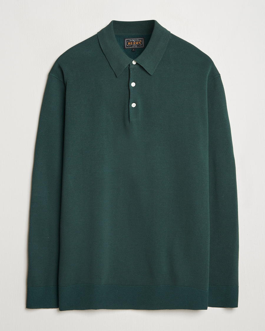 Uomini | Maglieria | BEAMS PLUS | Long Sleeve 12G Knit Polo Forest Green