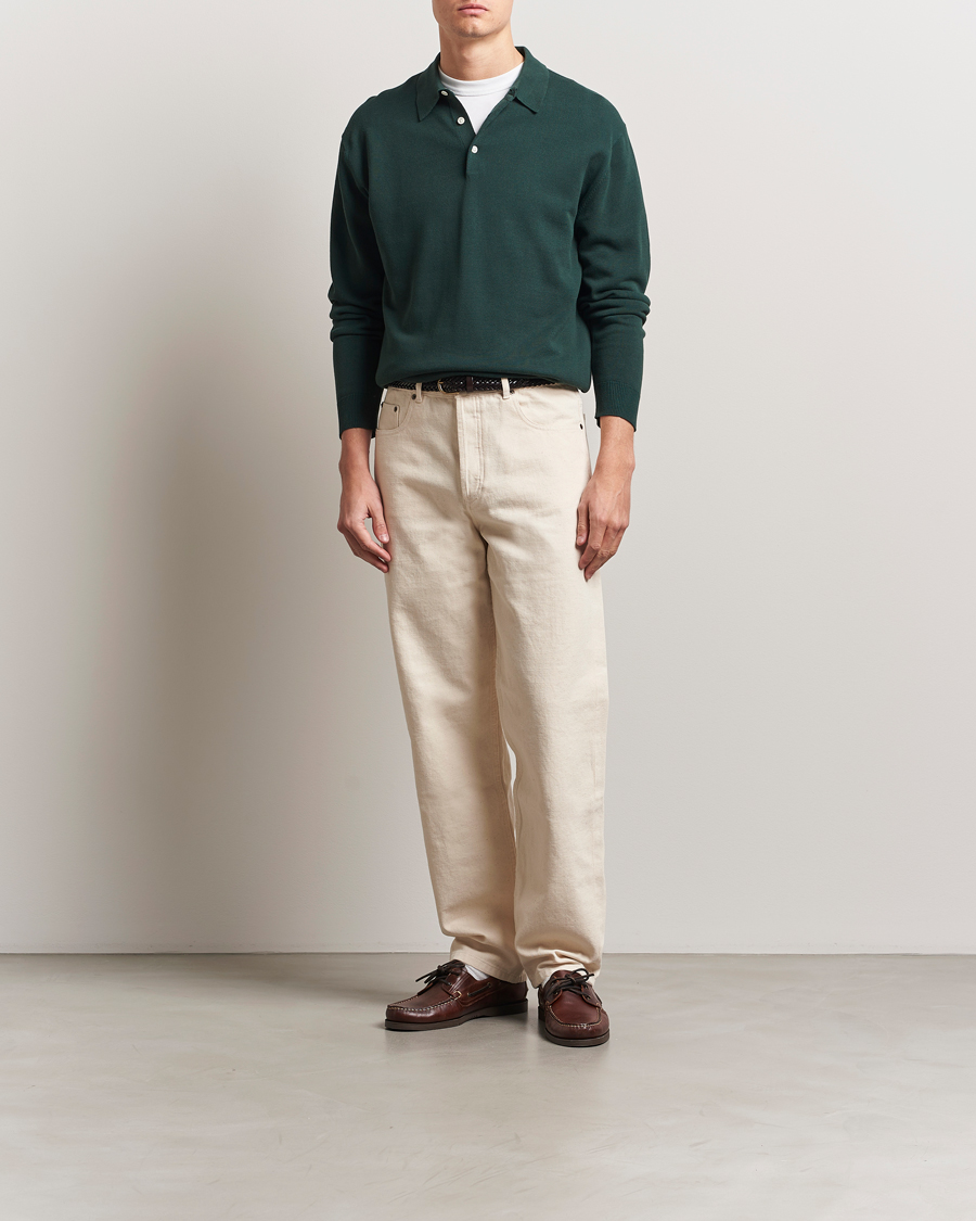 Uomini | Maglieria | BEAMS PLUS | Long Sleeve 12G Knit Polo Forest Green