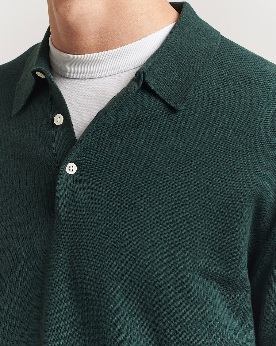 Uomini | Maglieria | BEAMS PLUS | Long Sleeve 12G Knit Polo Forest Green