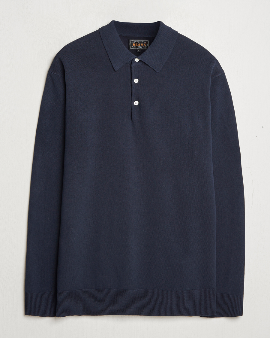 Uomini | Maglieria | BEAMS PLUS | Long Sleeve 12G Knit Polo Navy