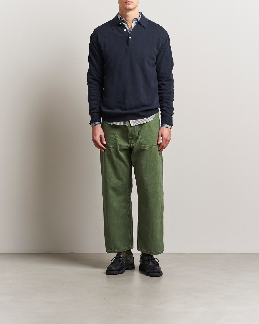 Uomini | Maglieria | BEAMS PLUS | Long Sleeve 12G Knit Polo Navy