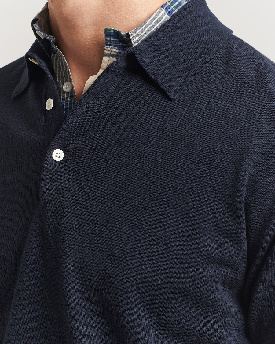 Uomini | Maglieria | BEAMS PLUS | Long Sleeve 12G Knit Polo Navy