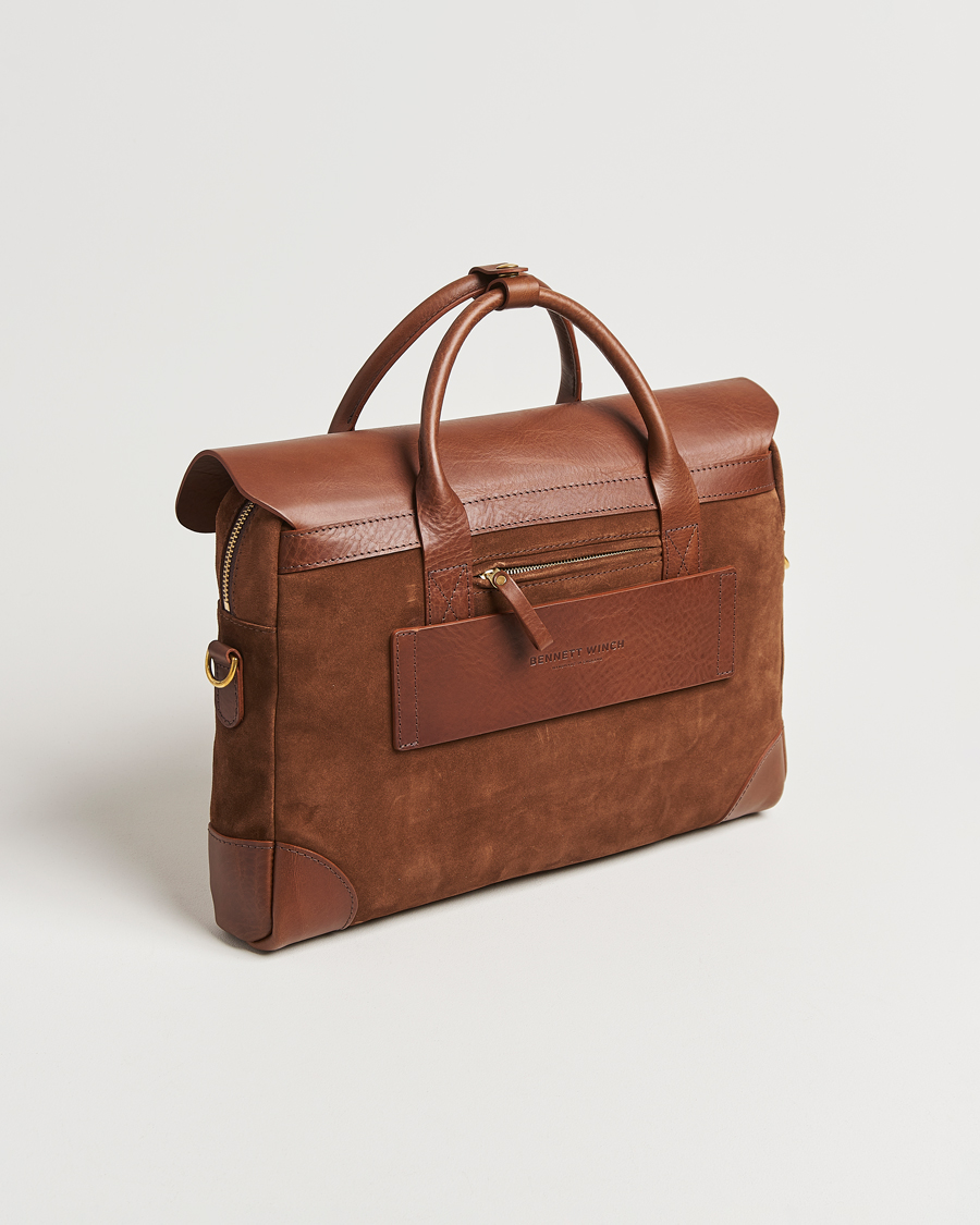Uomini | Borse | Bennett Winch | Suede Briefcase Brown
