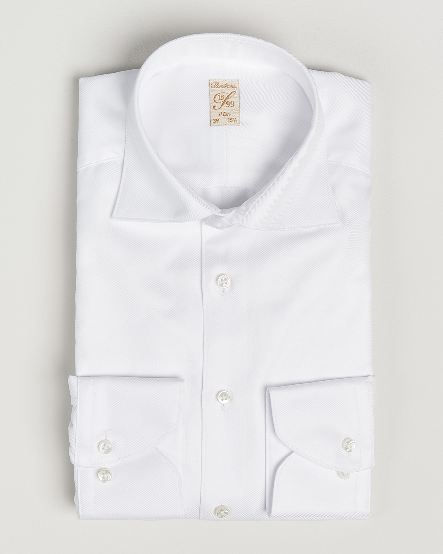 Uomini | Camicie | Stenströms | 1899 Slim Cotton Twill Shirt White