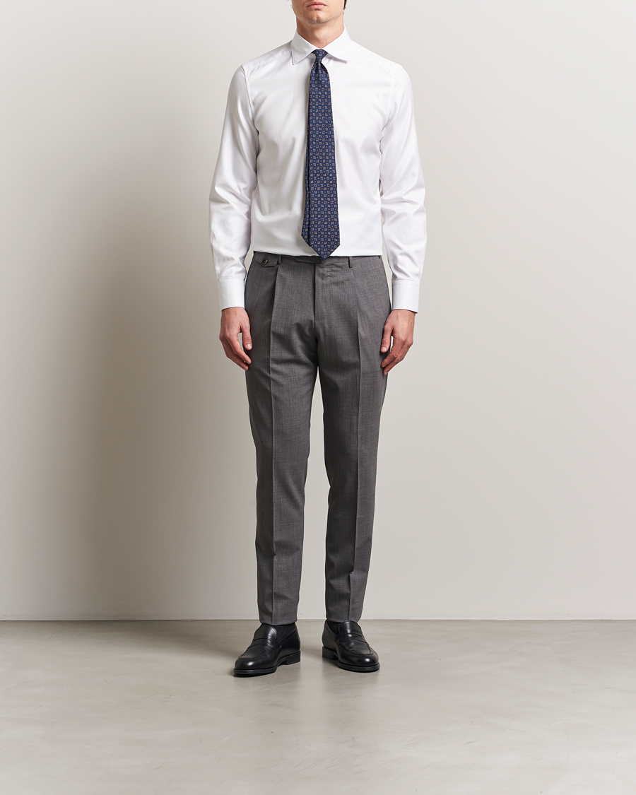 Uomini | Camicie | Stenströms | 1899 Slim Cotton Twill Shirt White