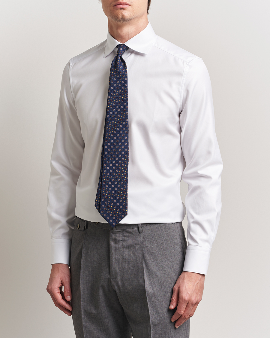 Uomini | Camicie | Stenströms | 1899 Slim Cotton Twill Shirt White