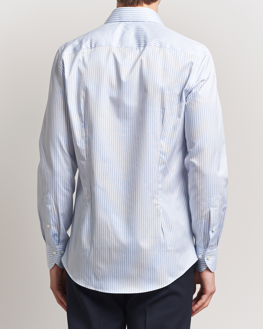 Uomini | Camicie | Stenströms | 1899 Slim Striped Cotton Twill Shirt Blue/White