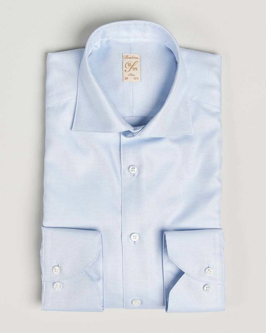 Uomini | Camicie | Stenströms | 1899 Slim Cotton Twill Shirt Light Blue