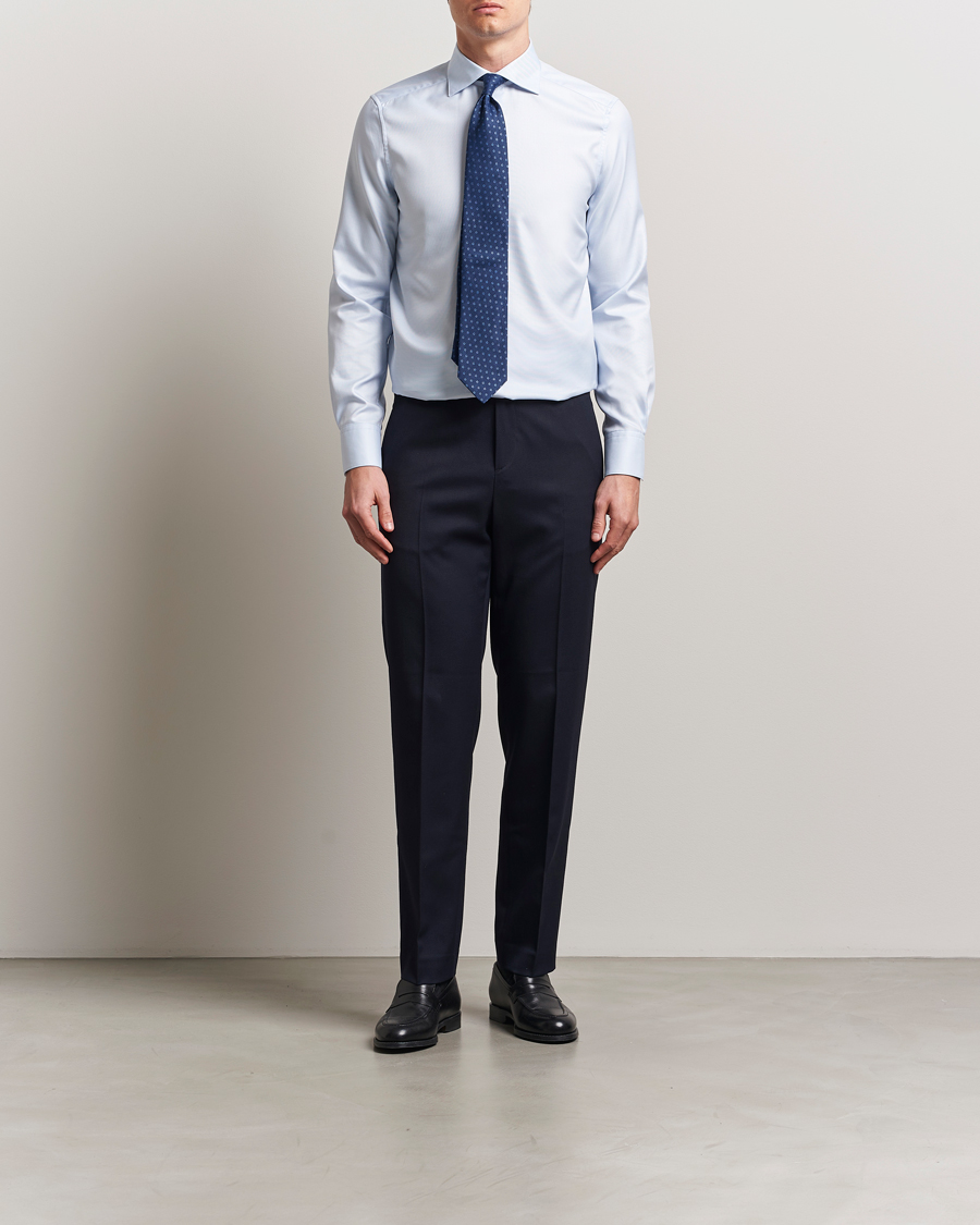 Uomini | Camicie | Stenströms | 1899 Slim Cotton Twill Shirt Light Blue