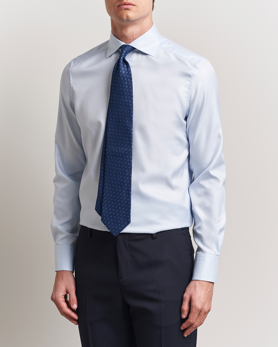 Uomini | Camicie | Stenströms | 1899 Slim Cotton Twill Shirt Light Blue