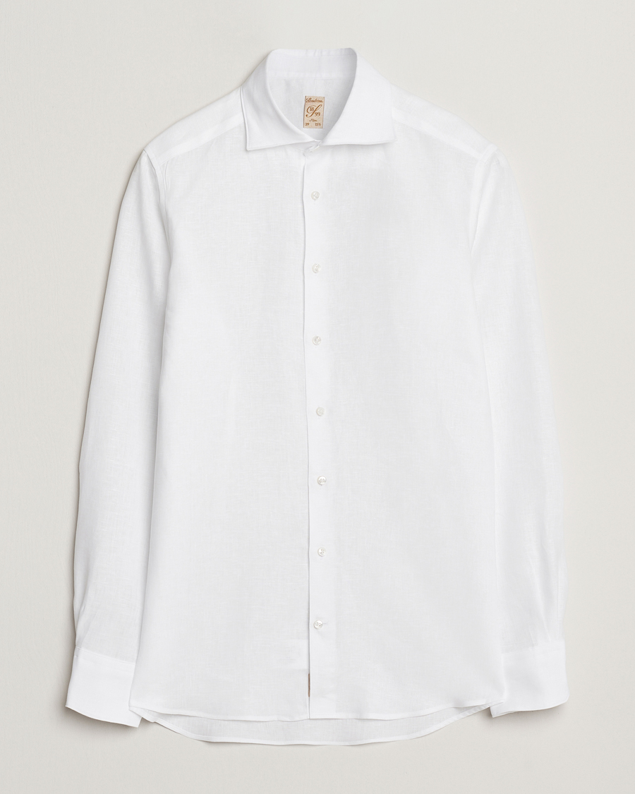 Uomini | Camicie | Stenströms | 1899 Slim Linen Shirt White