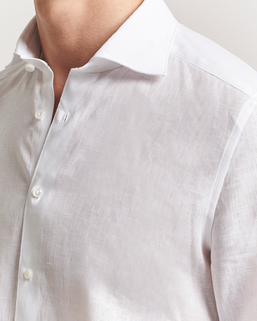 Uomini | Camicie | Stenströms | 1899 Slim Linen Shirt White