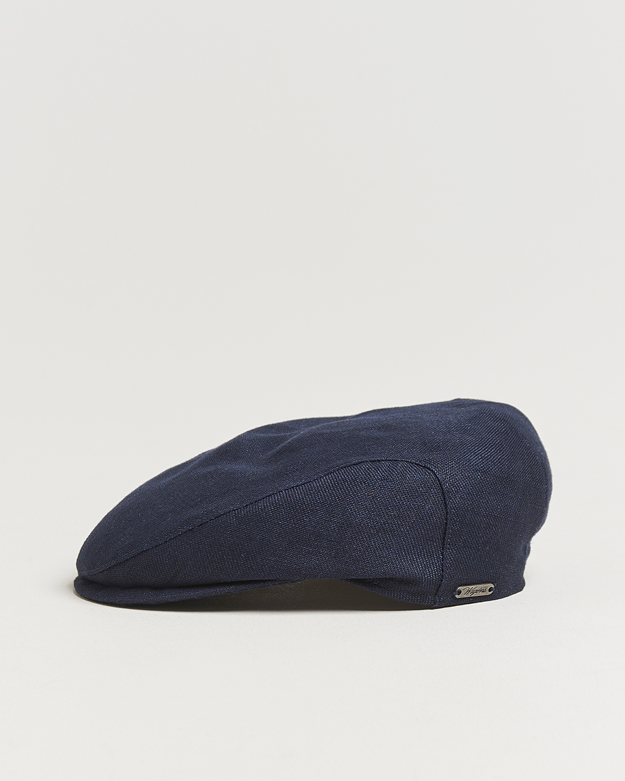 Uomini | Cappelli & Berretti | Wigéns | Ivy Slim Hopsack Linen Cap Navy