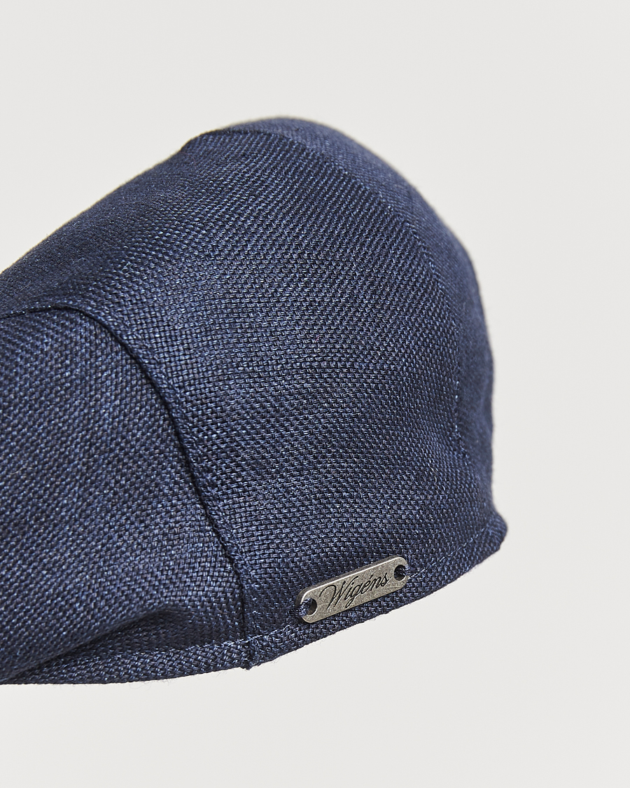 Uomini | Cappelli & Berretti | Wigéns | Ivy Slim Hopsack Linen Cap Navy