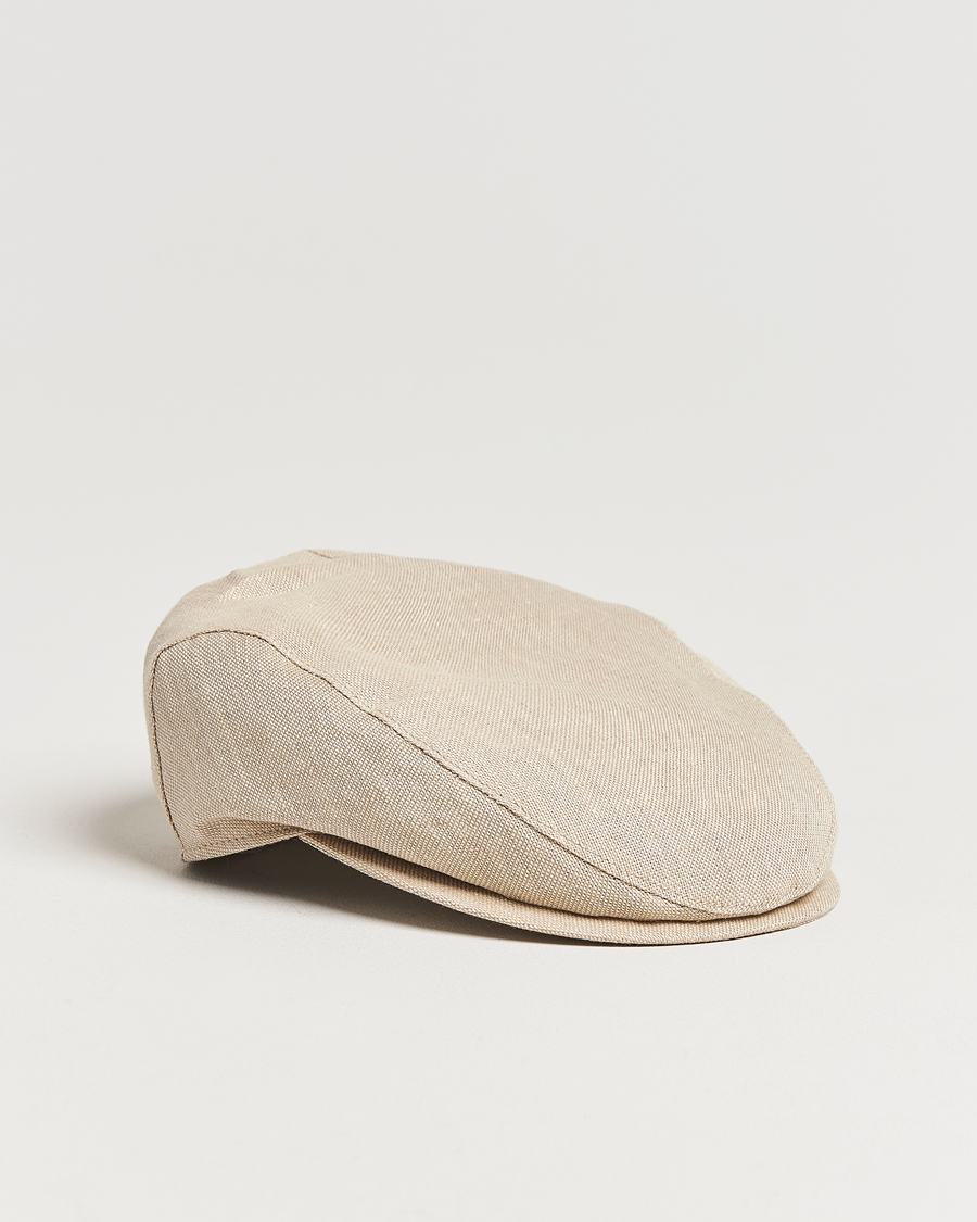Uomini | Cappelli & Berretti | Wigéns | Ivy Slim Hopsack Linen Cap Sand