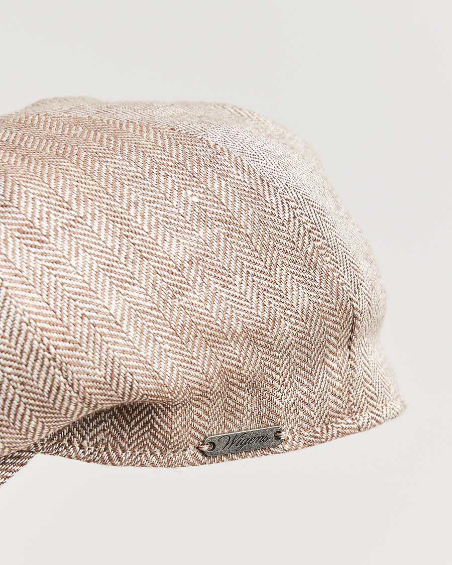 Uomini | Cappelli & Berretti | Wigéns | Newsboy Classic Linen Herringbone Cap Brown