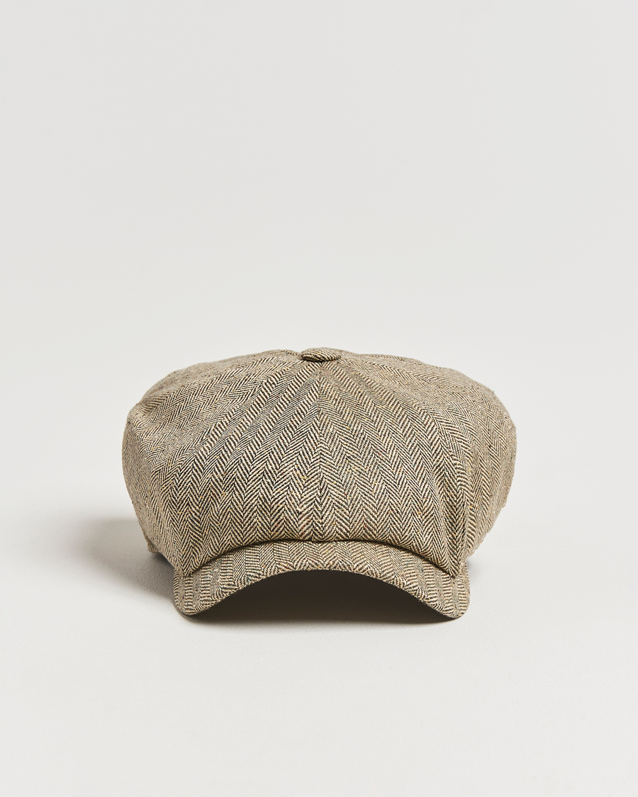 Uomini | Cappelli & Berretti | Wigéns | Newsboy Retro Herringbone Cap Dark Olive