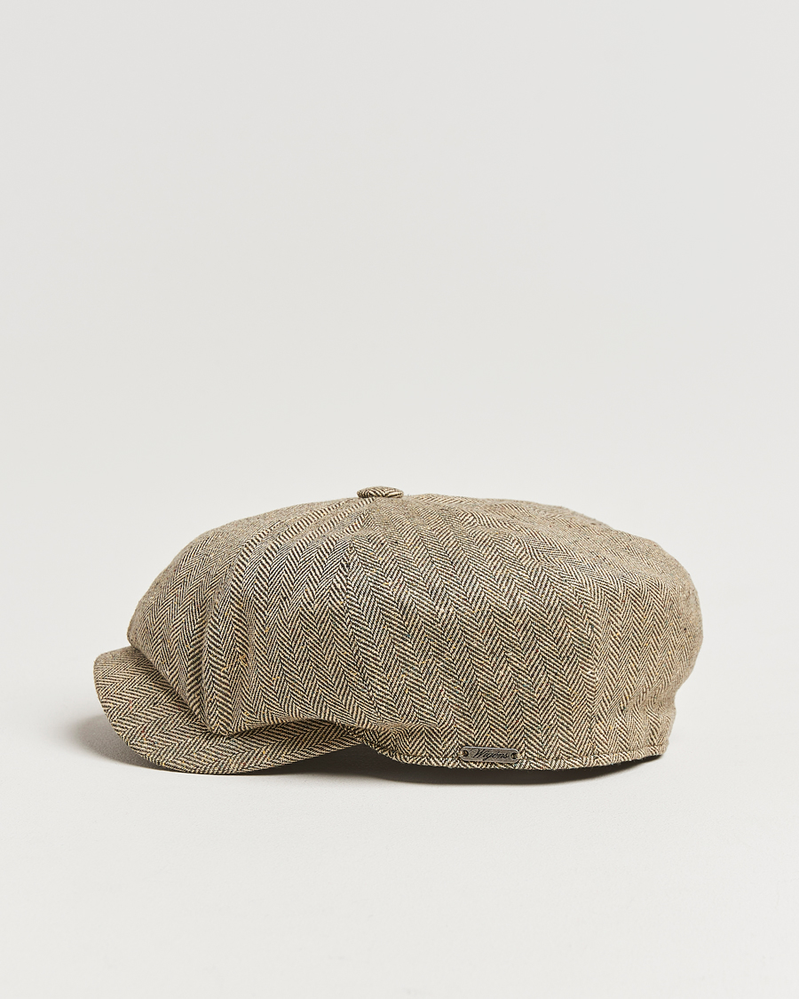 Uomini | Cappelli & Berretti | Wigéns | Newsboy Retro Herringbone Cap Dark Olive