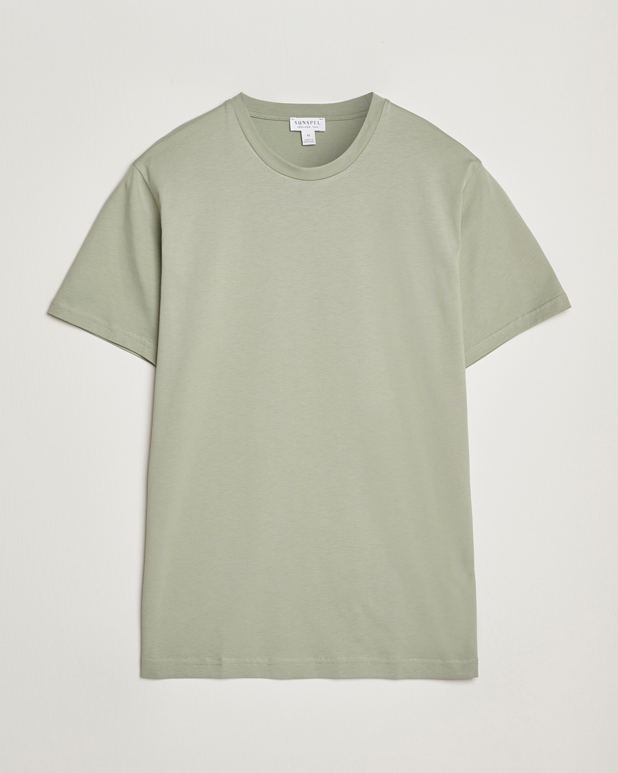 Uomini | T-shirt | Sunspel | Riviera Midweight T-Shirt Pastel Green