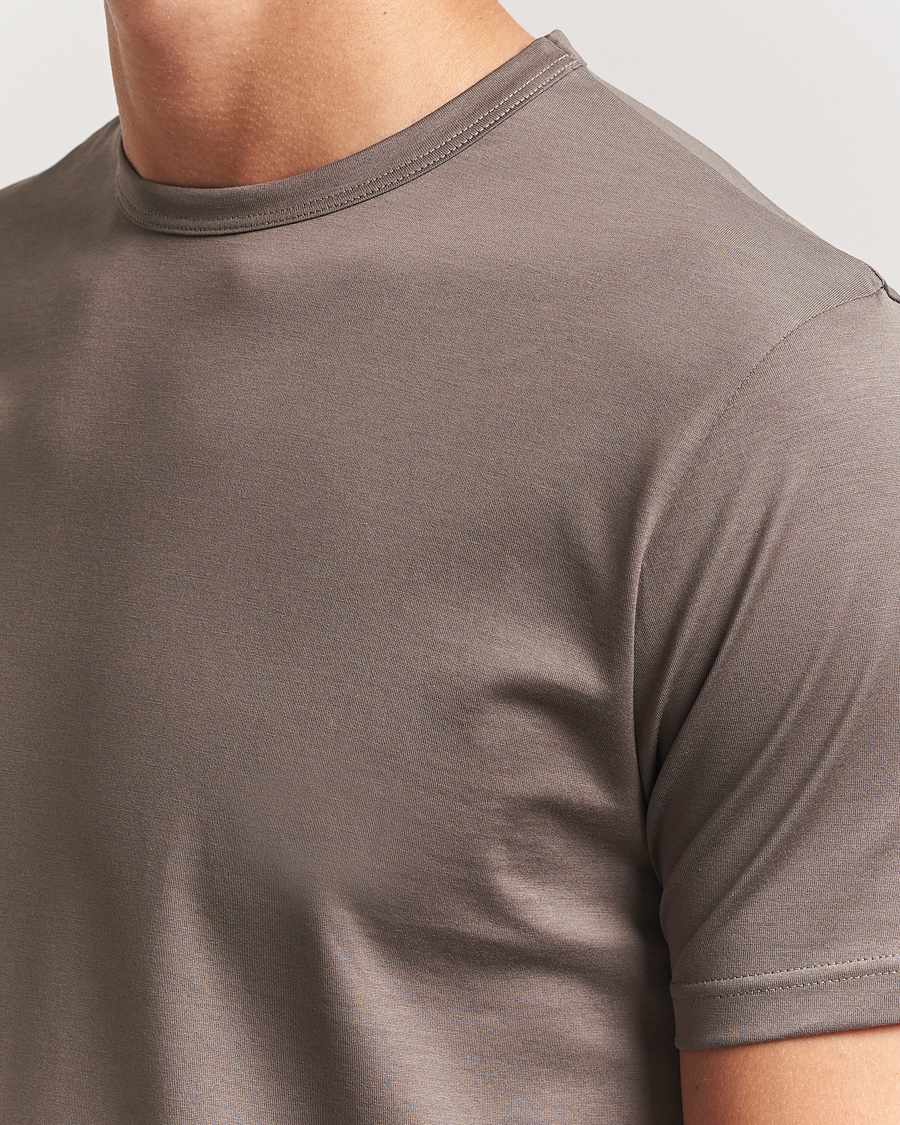 Uomini | T-shirt | Sunspel | Crew Neck Q82 Cotton T-Shirt Walnut