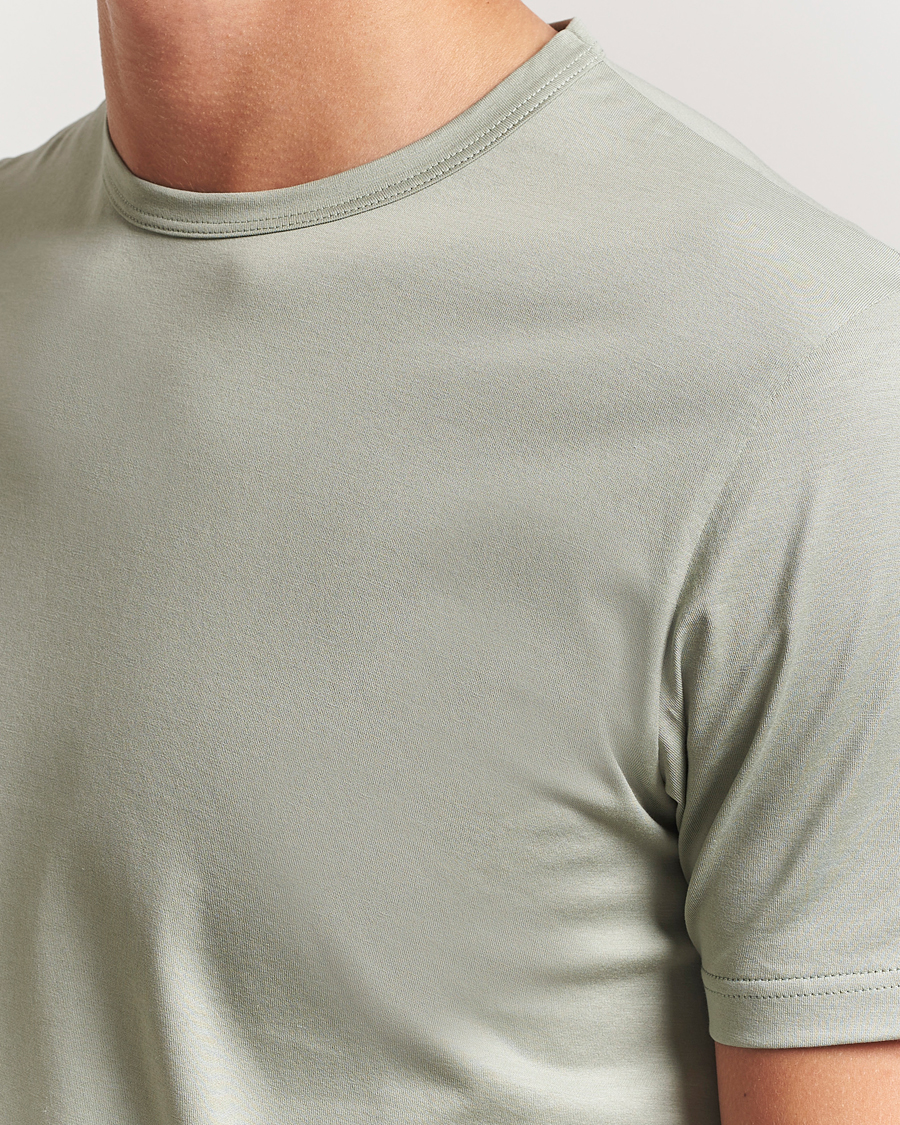 Uomini | T-shirt | Sunspel | Crew Neck Q82 Cotton T-Shirt Pastel Green